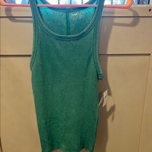 Aerie Green Fitted Ribbed Tank Top